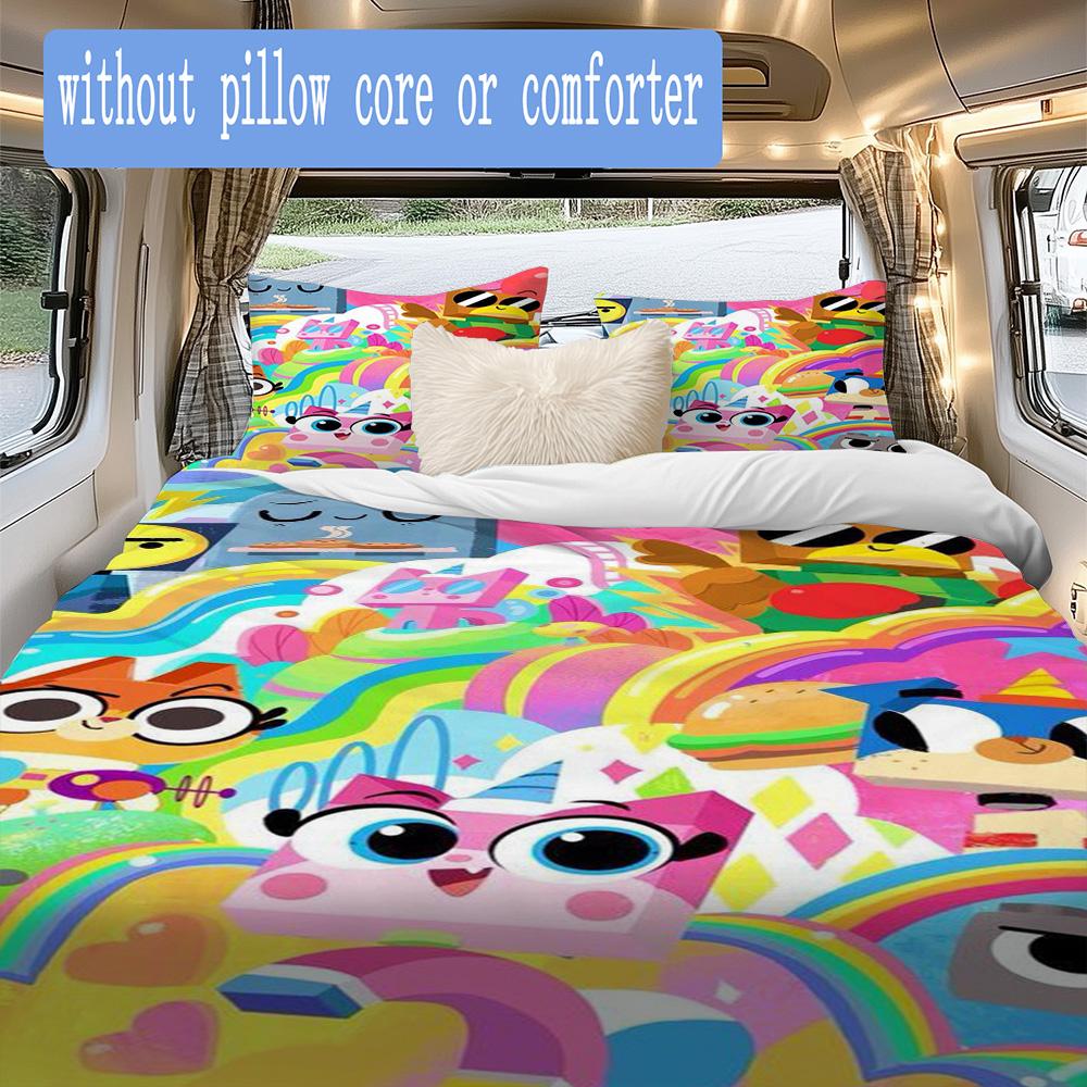 Unikitty Pattern Bedding,Quilt Set Quilt Cover Pillowcase Home Birthday Gift (1*duvet cover+2*pillowcase,without core)SSJT0917150