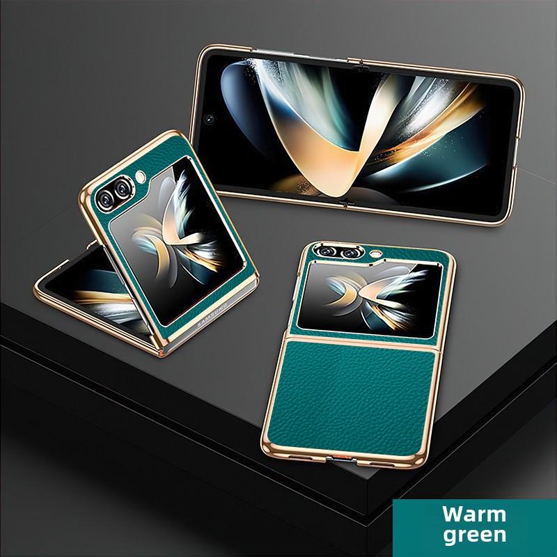 Чехол для телефона Samsung Z Flip 7 6 5 Flip6 Flip5 Flip4 Flip7 с золотой и серебряной рамой, гальванизированная ПУ-кожа, защитная крышка