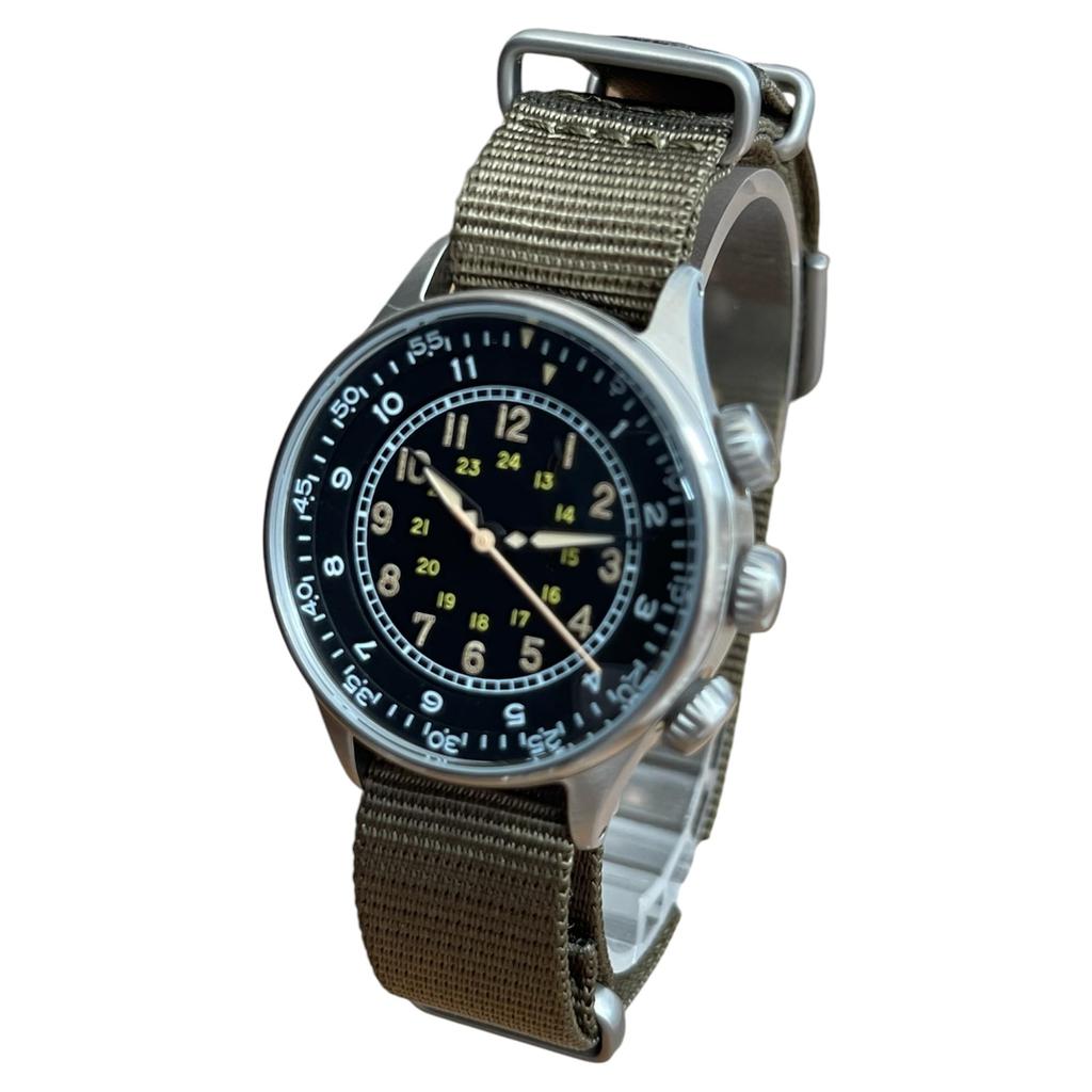 M.R.M.W. Men's Military Watch, Type A-15 Elapsed Time, Green NATO Strap