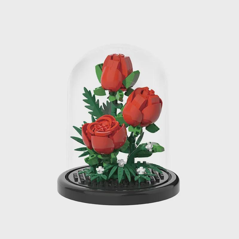 Valentine's Day Eternal Rose Bouquet: Compatible with Lego China Building Blocks, Flower Plant Potted Children's Toy