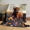 Highland Cow in a Flower Field print blanket soft and cozy perfect for the living room bed sofa or a nap,gift