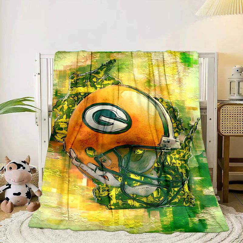 Green Bay Packers Logo Portable Blanket/Soft Blanket Bedding Blanket Suitable for Travel Camping Living Rooms Offices Sofas Fan Gifts