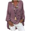 Plus Size Women Casual Long Sleeve Floral Print Loose V-neck Shirt Blouse Top