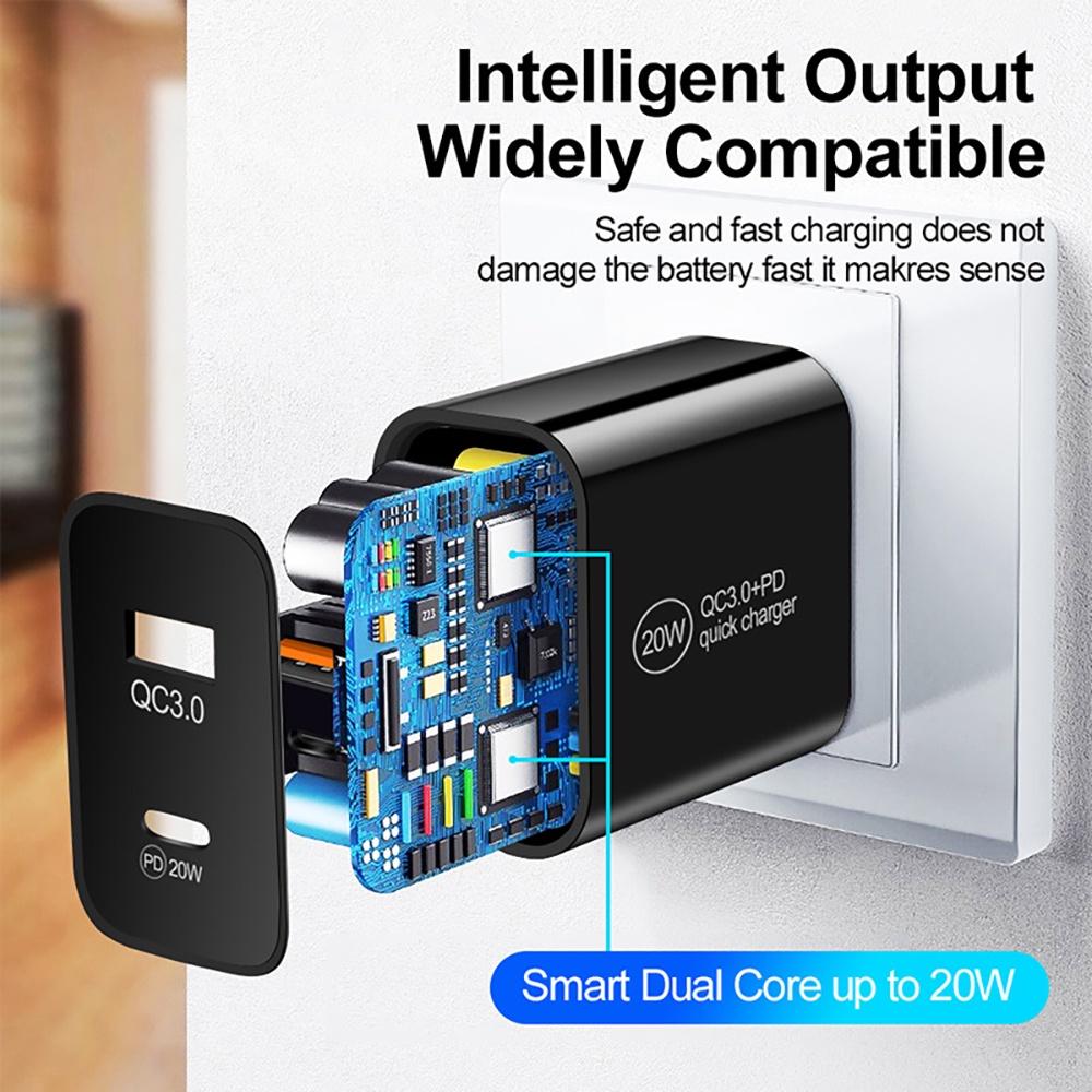 FONKEN USB 20 Вт PD зарядное устройство типа C адаптер QC3.0 британская вилка быстрая зарядка для телефона дорожное настенное быстрое зарядное устройство