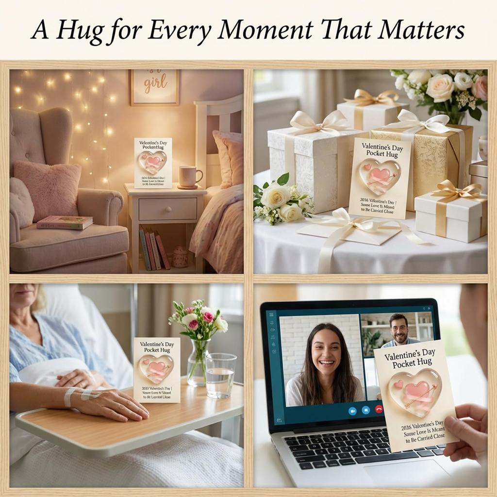 Valentine’s Day Pocket Hug — A Small Reminder Of Love, Valentine Little Pocket Heart Hug Cards, Inspirational Relationship Gift,