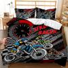 Motorbike Duvet Cover Set Motocross Rider Racing Motorcycle Dirt Bike Bedding Set Vehicles Extreme Sports Polyester Quilt Cover