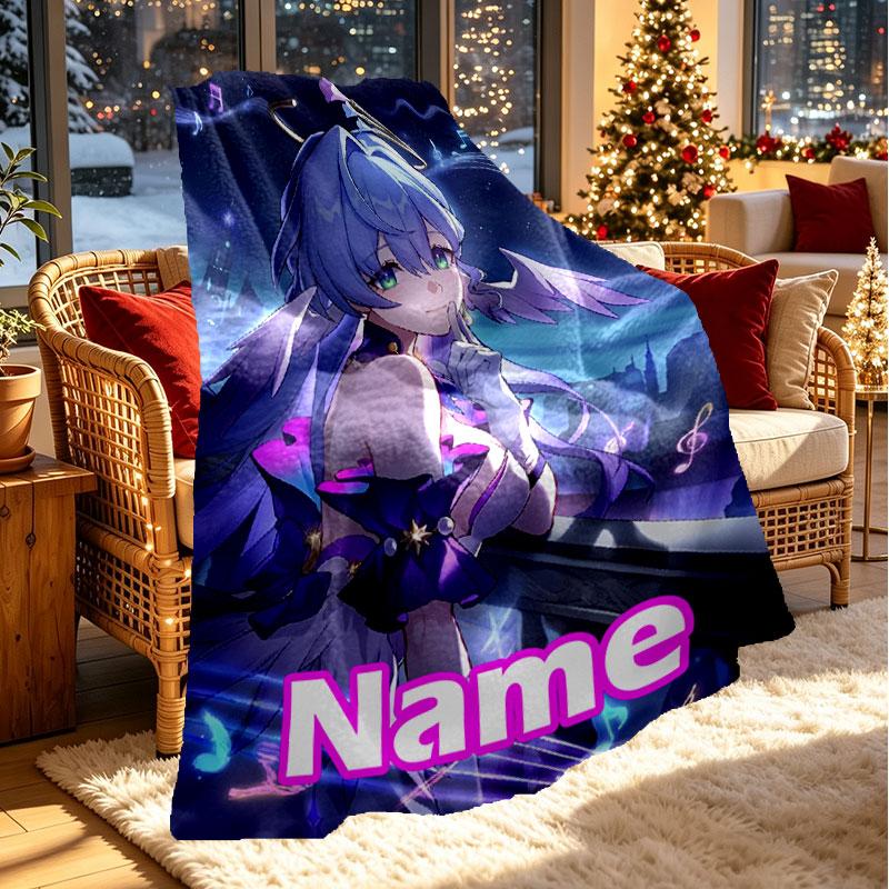 Custom Name Personalized Robin (Honkai Star Rail) Print Blanket, Home Decor, Bedroom, Sofa, Camping, Couch, Gifts for Birthday Christmas