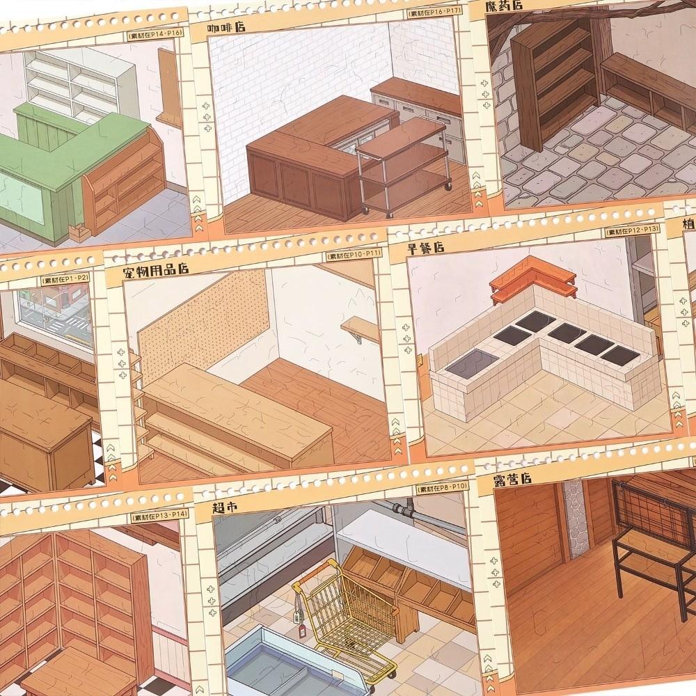 3D Miniature Scene Collection Shop Theme Scene DIY Sticker Child Gifts