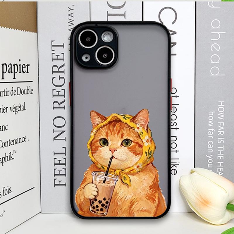 Креативный чехол для телефона с принтом мультяшной пары кошек для iPhone 17 16 Pro Max 15 14 13 12 11 XS MAX X XR 7 8 14 Plus Жесткий чехол