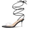 Allegra K Women's Clear Strap Lace-Up Stiletto Heel Sandals, Black, Size 24.0cm
