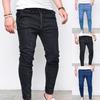 Plus Size Men Jogger Skinny Pants Elastic Waist Pencil Jeans Denim Trousers