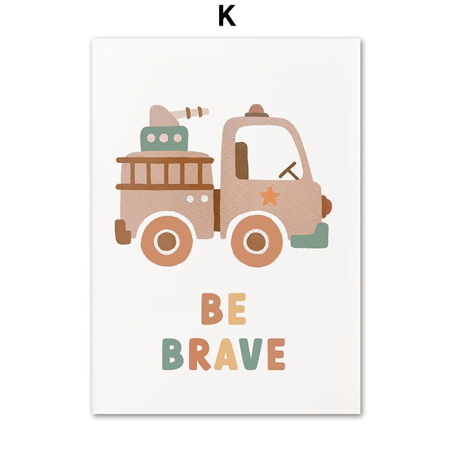 Радуга Облако Алфавит Цифра Пожарная Машина Машина Скорой Помощи Плакаты И Принты Холст Картины Настенные Картины Декор Детской Комнаты