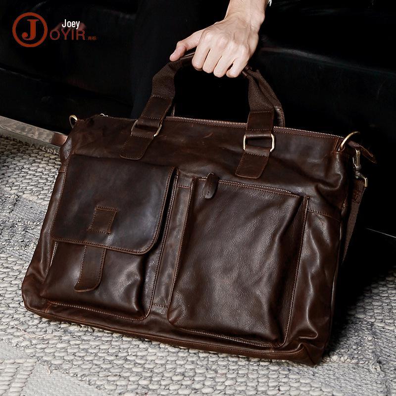 European-American Retro 17-Inch Business Laptop Handbag - Fashionable Commute & Travel Crossbody Briefcase