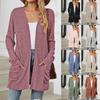 Женская модная повседневная однотонная куртка-кардиган с карманами и длинными рукавами
