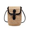 Seaside Holiday Woven Mobile Phone Bag Horn Button Crossbody Shoulder Bag Western Style Mobile Phone Bag