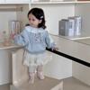 Korean Style Baby Girl Autumn Sweatshirt & Skirt Set with Cartoon Print