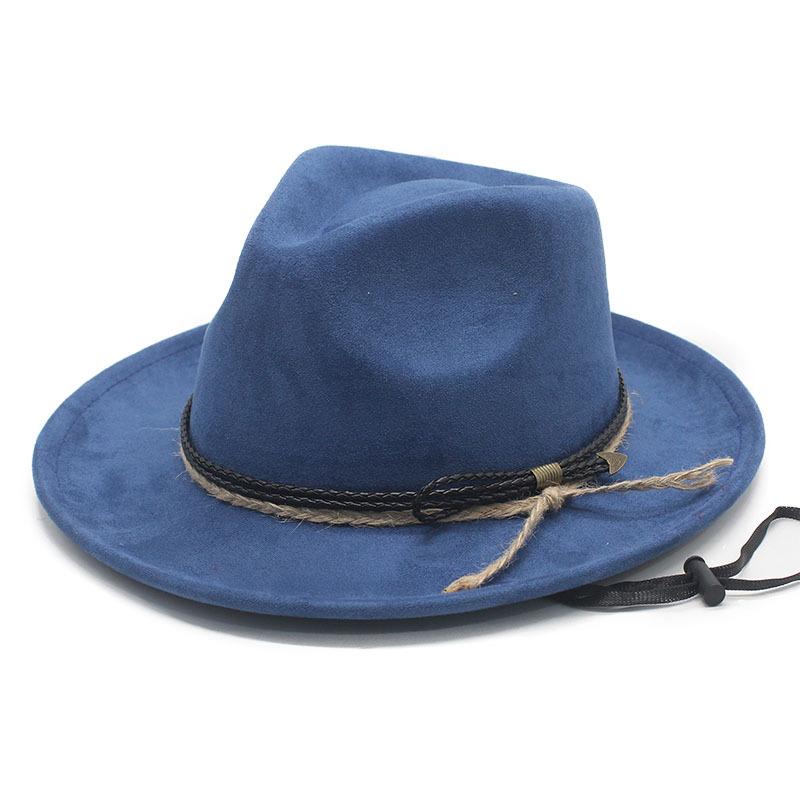 Vintage Western Cowboy Hat, Hot Selling Suede Top Hat with Windbreak Rope Tibetan Sun Hat