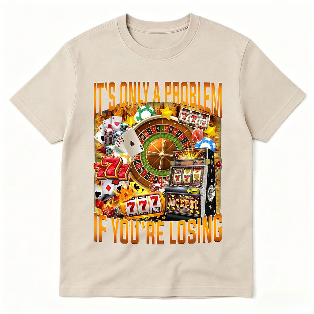 Casino Gambling Graphic Tshirt 90s Meme Vegas Funny Poker Humor Tshirts Retro Slot Machine Lucky 777 Roulette Cards Tee Shirt
