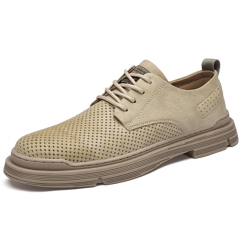 Fashion Classic Hollow Out Casual Shoes for Man Fashion Mens Oxford Shoes Genuine Leather Male Flats British Style Outdoor Safety Shoes