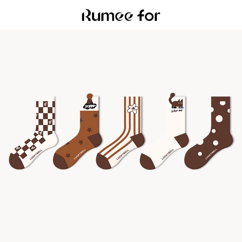 Носки Lumi противоскользящие женские весенне-осенние средней длины модные унисекс хлопковые носки - влагоотводящие в японском стиле