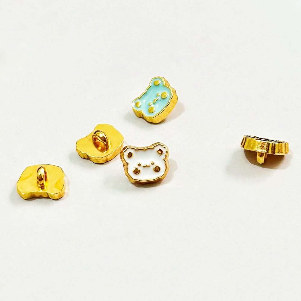 20pcs Metal Bear Head Buttons Mini Doll Shoes Buckles  DIY Doll Clothes Accessories