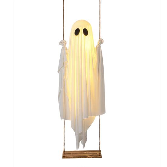 5 футов Подвесной Качающийся Призрак Хэллоуин Украшение Светодиодная Подсветка Наружное Большой Белый Призрак Качающийся Хэллоуин Декор для Двора Дерева Передней Веранды