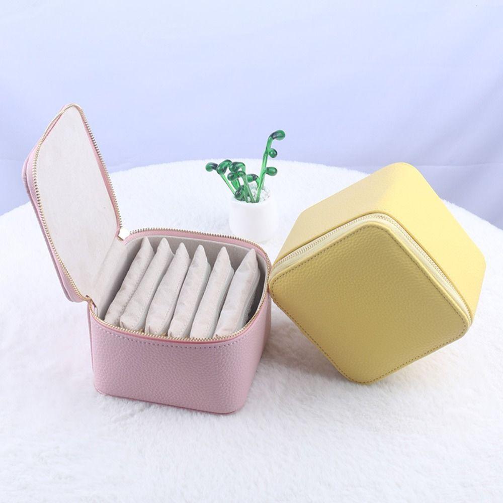 PU Leather Earring Storage Case with Small Pouches Jewelry Packing Bag Simple Jewelry Box  Ring
