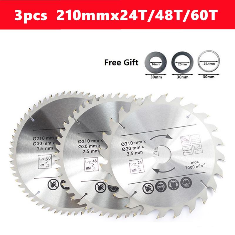 Пильный диск TCT 210 мм для деревообработки 24T/48T/60T/80T, Диск для резки дерева с твердосплавными напайками, Инструменты для деревообработки