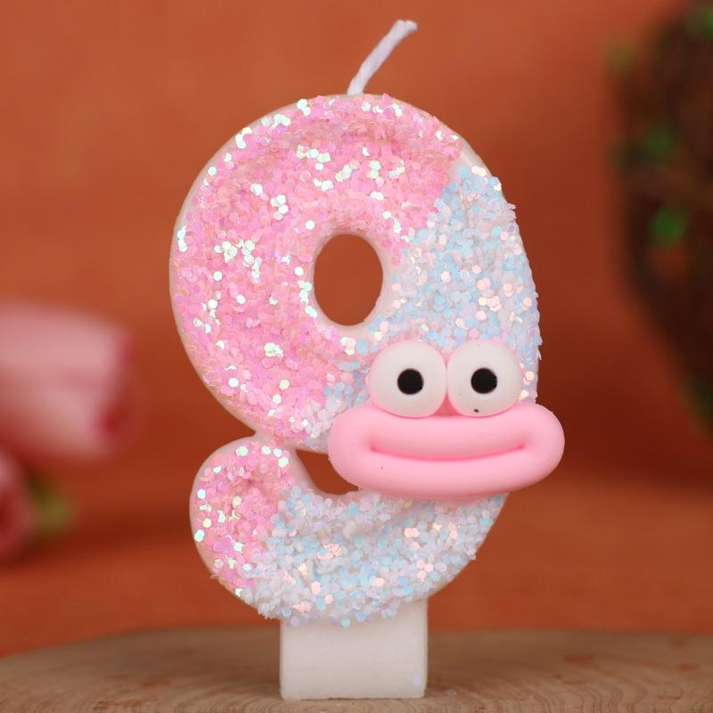 Sausage Mouth Cartoon Number Birthday Candle Cake Decoration Holiday First Birthday Celebration Handmade Candle 0-9diy