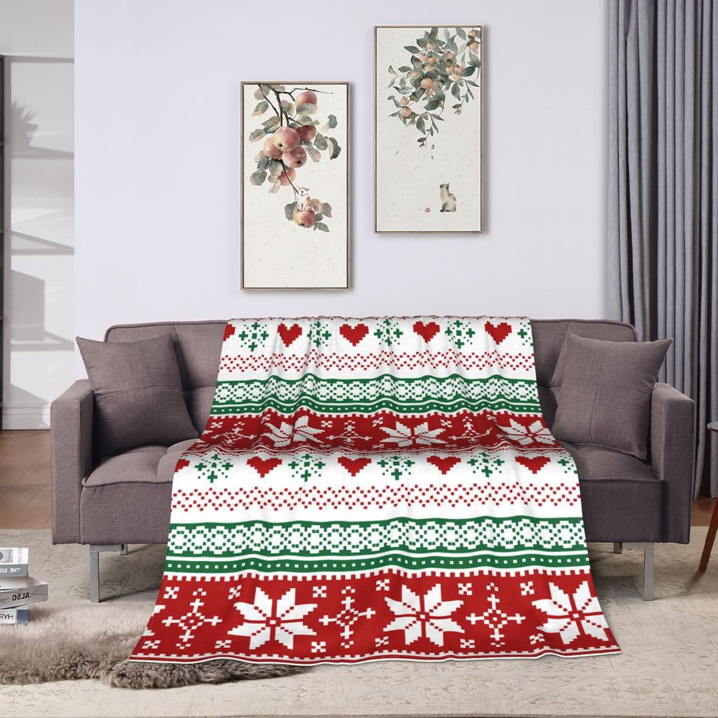 Рождественский имбирный узор Пастельно-розовый Красный Пледы Коралловый флис Плюшевые Осенние Мягкие Накидки для дивана Уличный коврик Штука