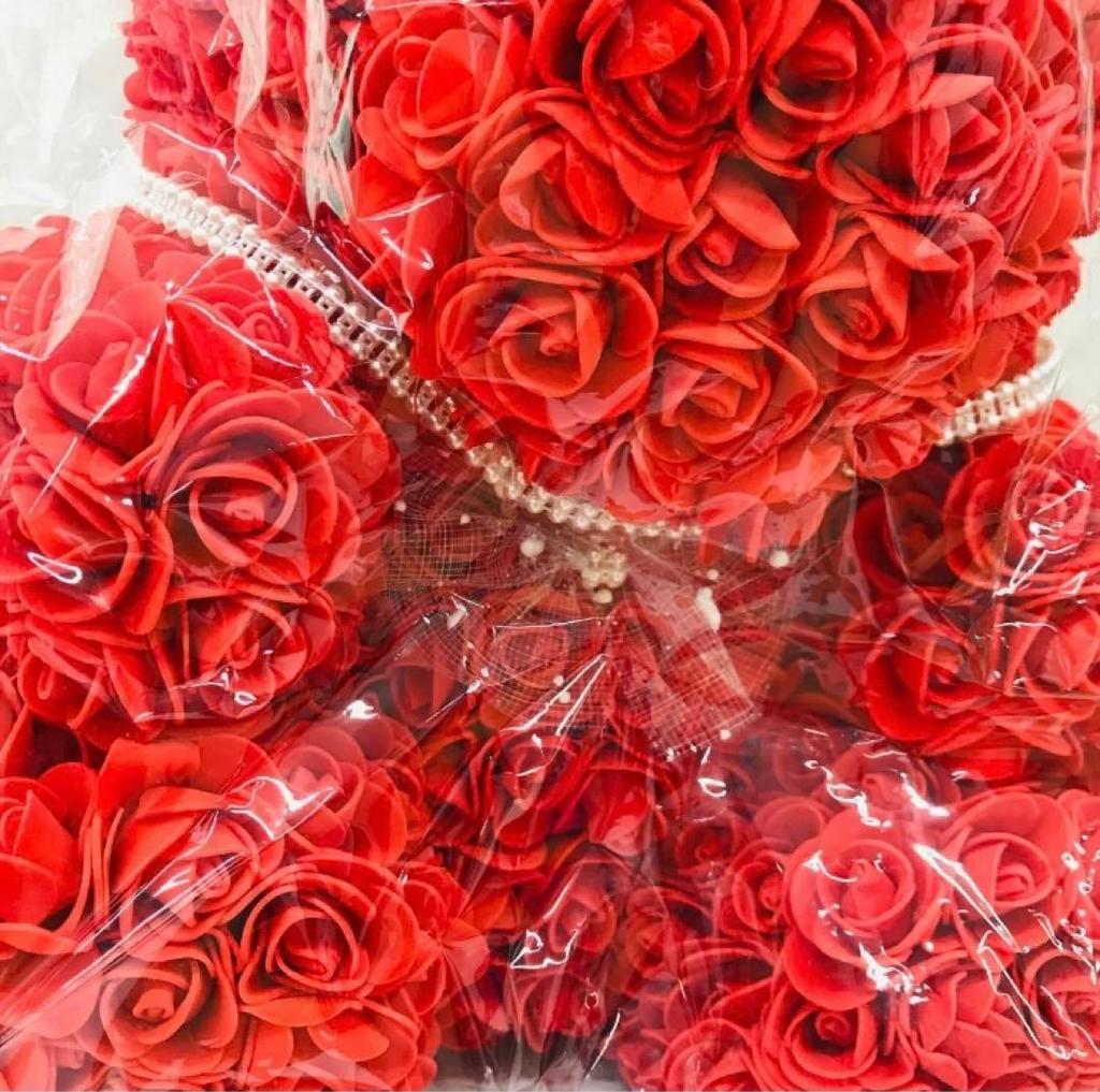 [USED] Large Rose Teddy Bear with Red Rose