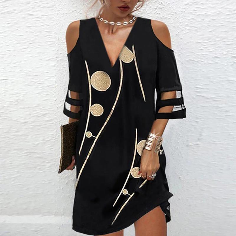 Women's Fashion Summer Spring 1/2 Sleeves V-Neck Casual Dresses