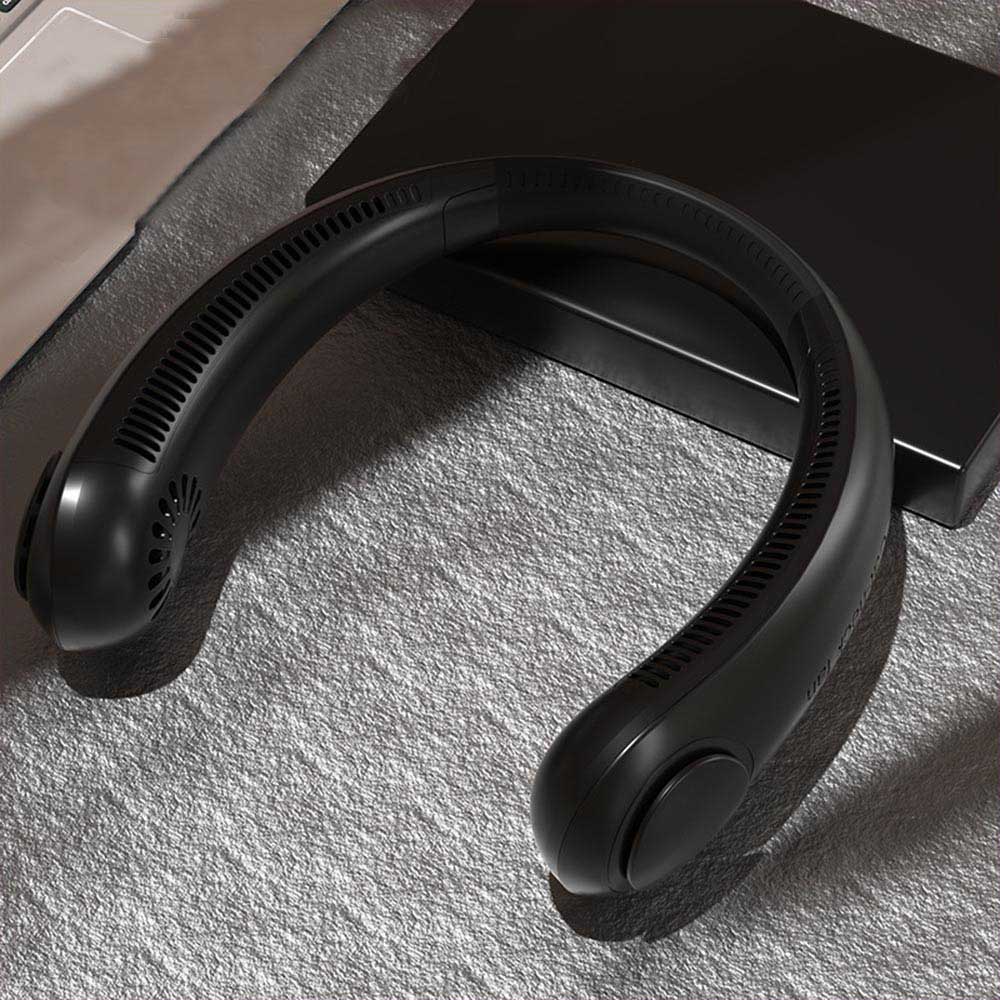 USB-вентилятор без лопастей, портативный вентилятор воздушного охлаждения с 3 уровнями скорости ветра, бесшумный спортивный вентилятор для ношения на шее.