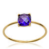 Gold Plated Ring 'Unique' Golden Amethyst - 6x6 Mm
