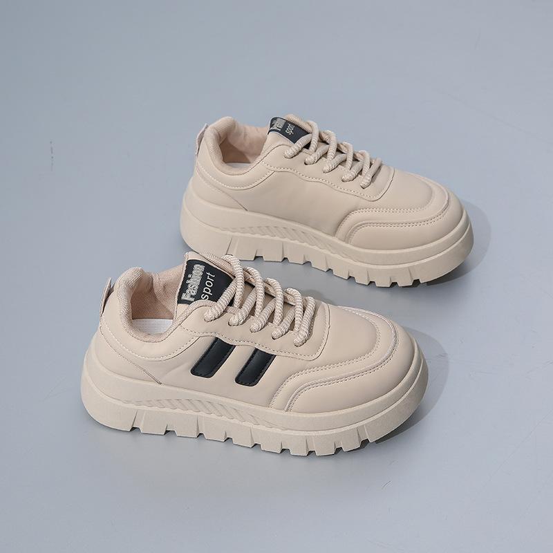 Повседневная обувь для ходьбы для женщин. Удобные кроссовки из искусственной кожи со шнуровкой на толстой платформе. Нескользящие теннисные кроссовки. Женские дышащие кроссовки для бега.