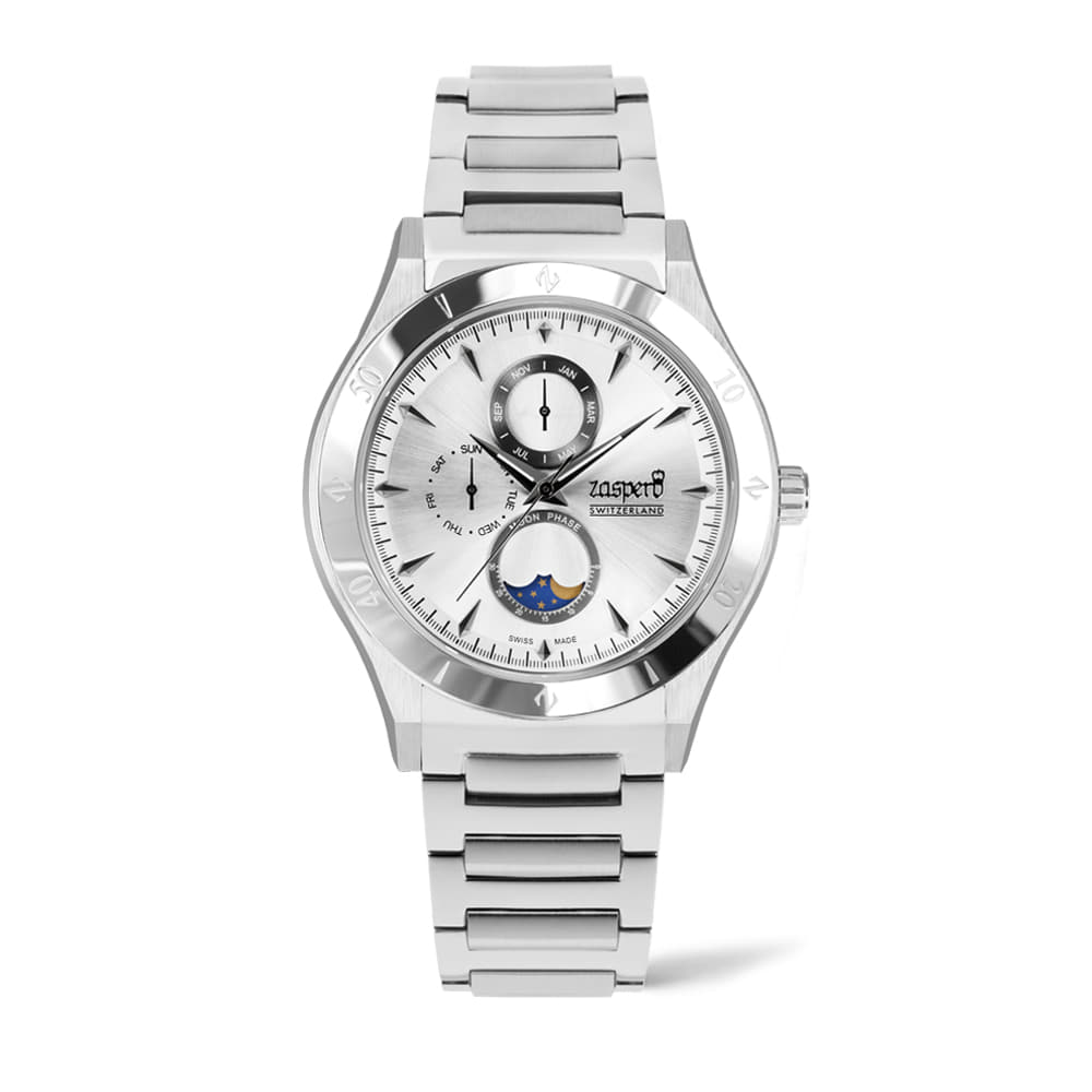 Jaseupelo Swiss Men'S Sportivo Moonphase Metal Watch Sg405-16 Silver