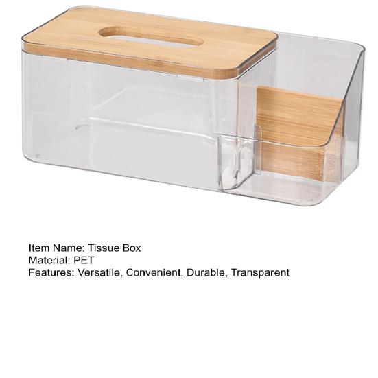 Коробка для салфеток, прозрачный контейнер для салфеток с деревянной крышкой, держатель для хранения с дистанционным управлением для кухни, гостиной