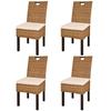 Dining Chairs - vidaXL - Set of 4 - Kubu Rattan - Mango Wood - Contemporary Style