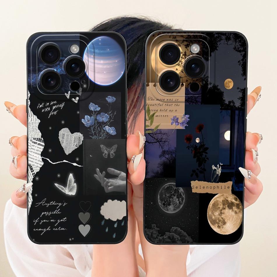 For iPhone 16 Pro Max Fashion Dusk Beach Painting Phone Case For iPhone16 16Pro 16ProMax Soft Silicone Covers Bumpers