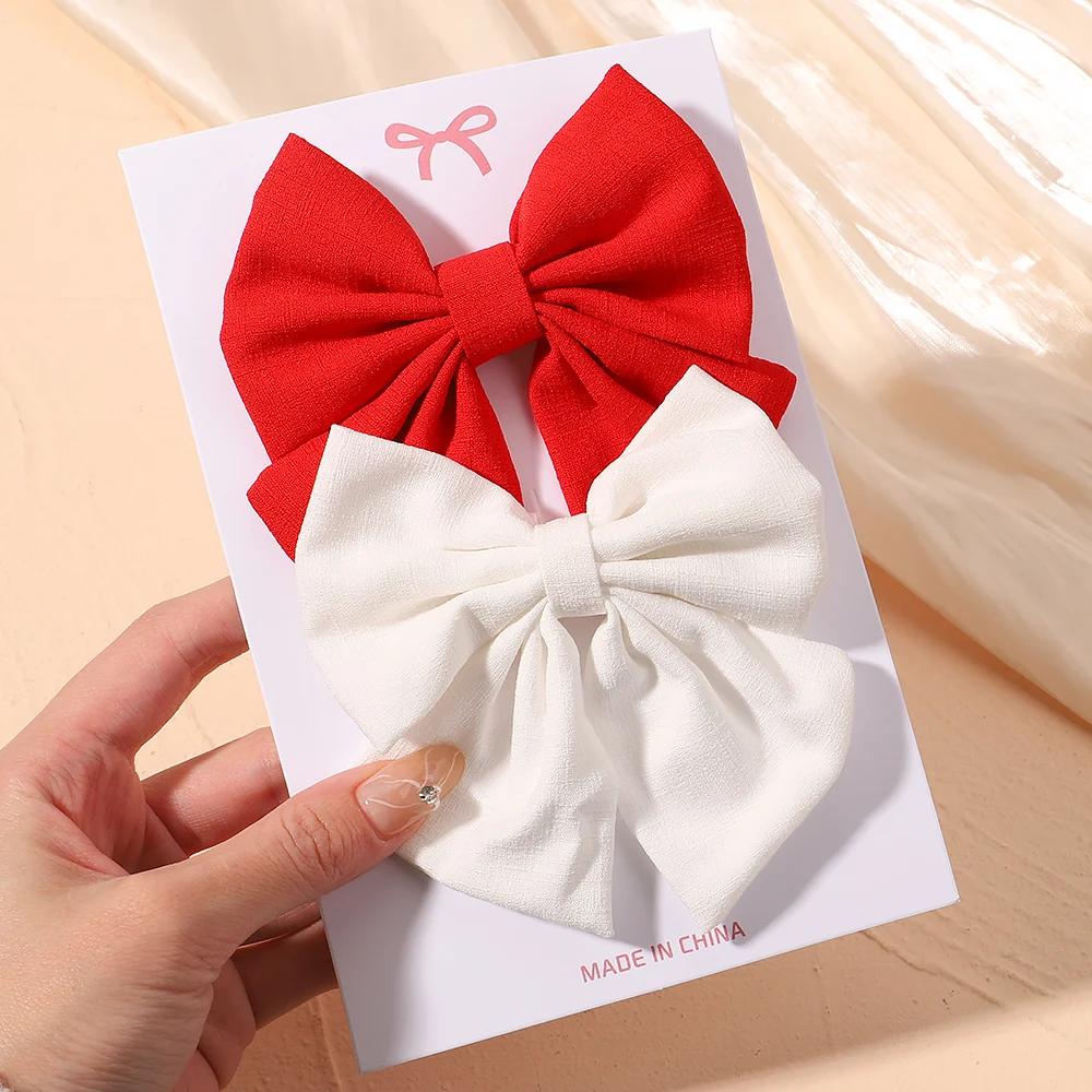 2 шт./набор Женские Милые Заколки для Волос с Принтом и Бантами, Заколки-Невидимки, Ленточные Заколки-Автоматы, Зажимы-Клювики, Головные Уборы, Женские Летние Аксессуары для Волос