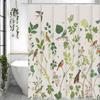 Ветка дерева Зеленый лист Цветок Птица Шторка для душа, Декоративная шторка для душа для ванной комнаты, Водонепроницаемая шторка для душа с крючками