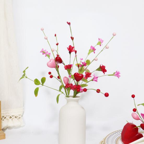 Yousheng Valentine's Day Artificial Berry Stems Pink Red Heart Shaped Berry Picks for Valentine's Day Wedding Party Anniversary Table Home Decor