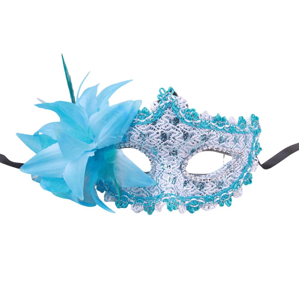 Feather Rhinestones Masquerade Mask Lace Flower Half Face Sexy Feather Flower For Couple Masquerade Ball Party Game