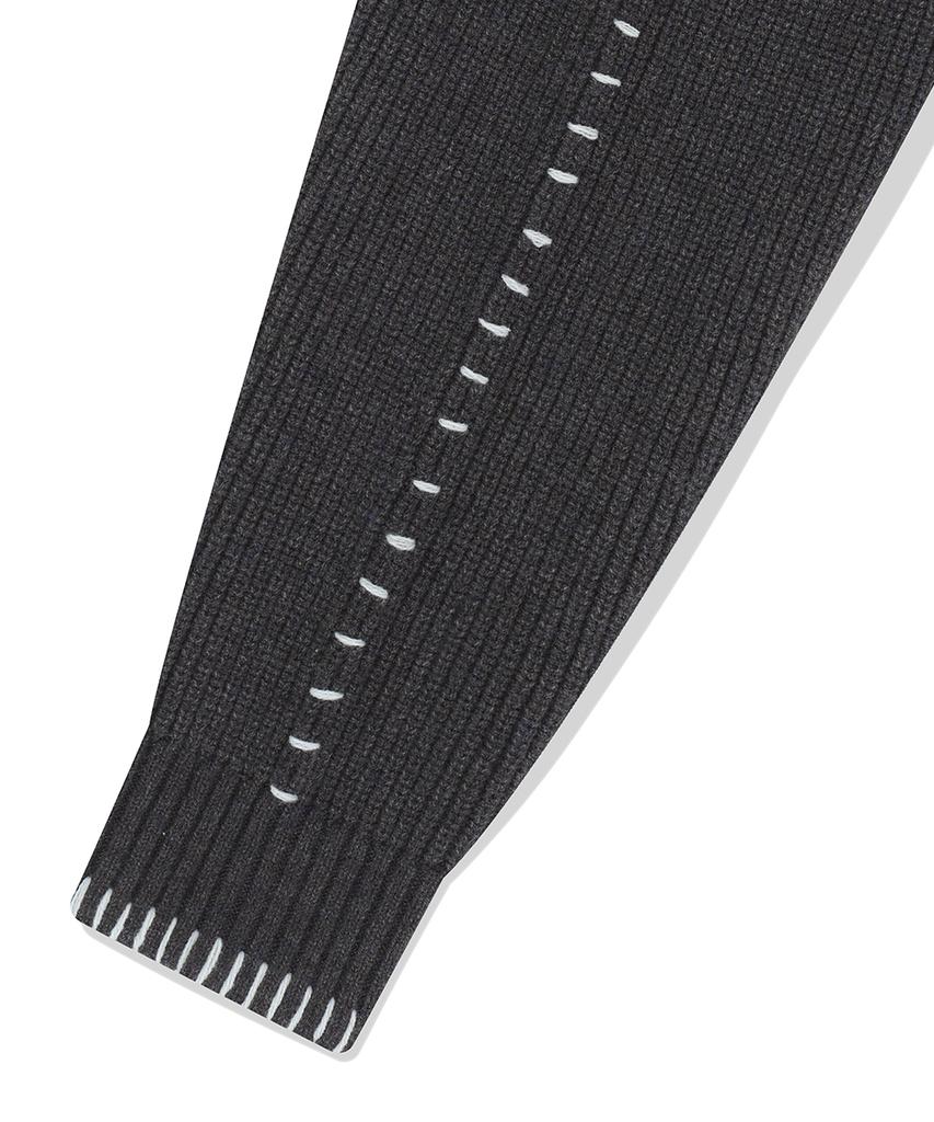 MAHAGRID Stitch Zip-Up Knit Charcoal(Mg2Fsmk680A)