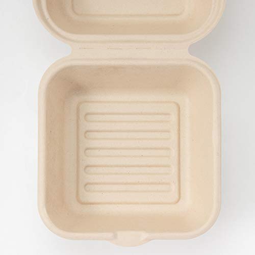 Strix Design Disposable Food Packs, Square, 25 count, 16 x 15 x 8 cm, Unbleached, Microwaveable, Water and Oil Resistant, Bento Boxes, Takeout Contain