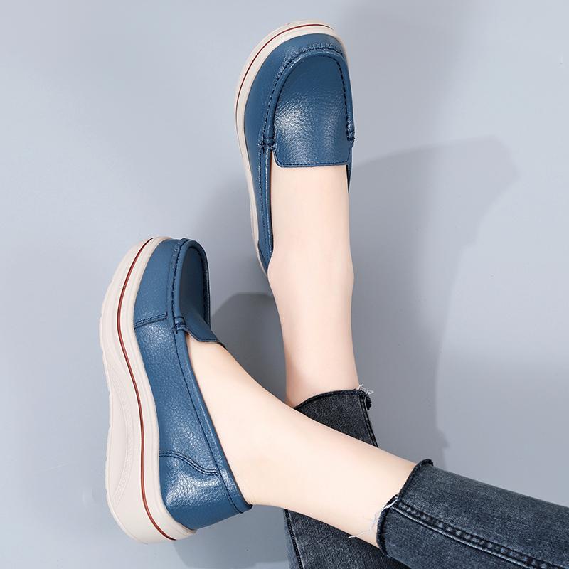 35-42 женские туфли большого размера из кожи сосновой крошки женские туфли на толстой подошве женские повседневные туфли