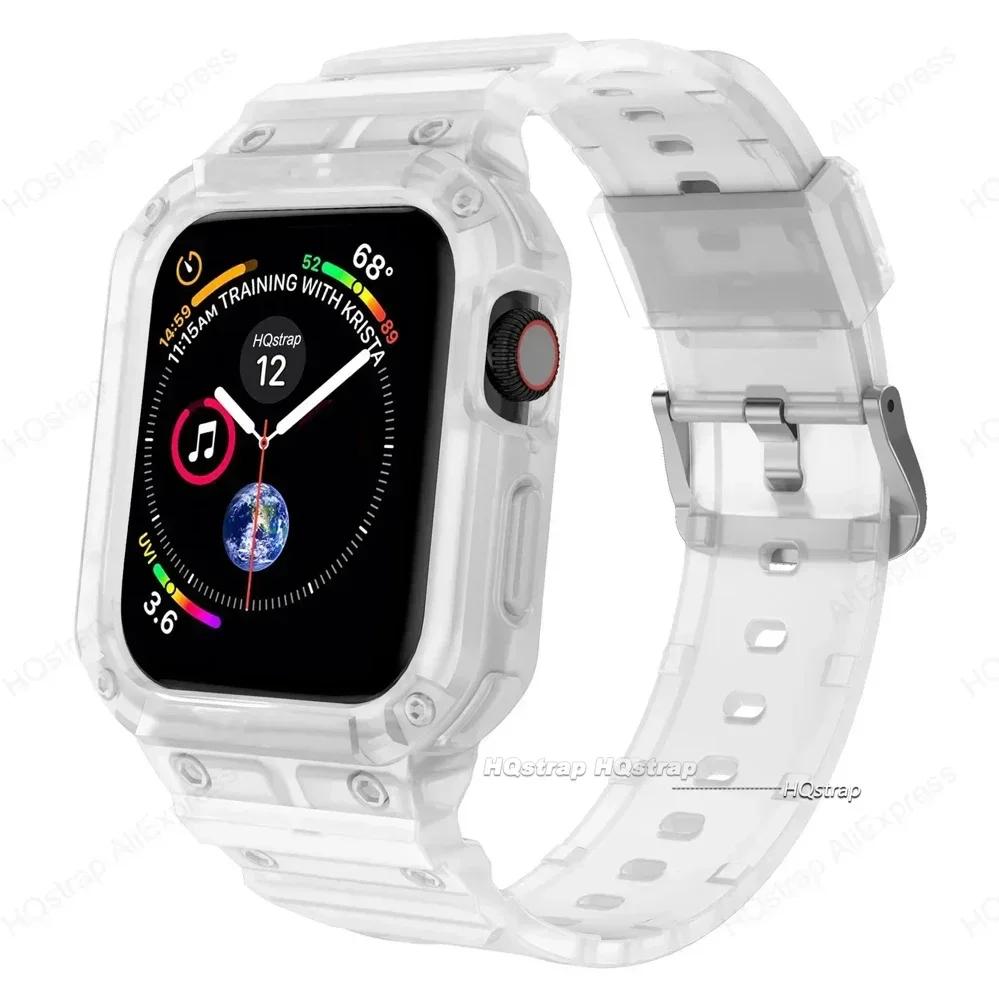 Чехол для ремешка Apple Watch 44 мм 45 мм 49 мм 42 мм 40/38 Ремешок для часов Iwatch 7 8 6 5 4 SE Защитная крышка из ТПУ Силиконовый браслет