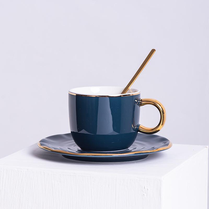 Light Luxury Coffee Cup And Saucer Set, Creative Gold-Painted Ceramic Cup, Afternoon Tea Cup, Gift Cup.