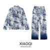 Western Style 2024 Summer New Women Clothes Fashion Slimming Versatile Print Trees Shirts High Waist Casual Trousers