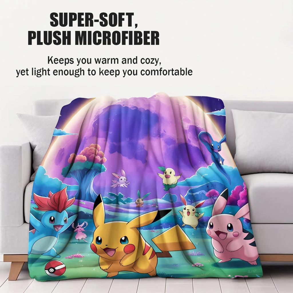 Durable Eevee Pokemon Printed Small Cover Air Conditioning Blanket Suitable For Beds Sofas Cars Offices Nap Fan Gift All Seasons